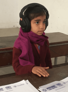 Child wearing headphones