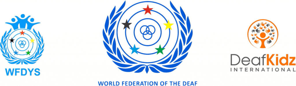 WFD, WFDYS and DeafKidz International logos