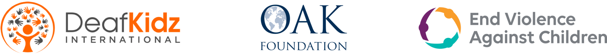 DeafKidz International, Oak Foundation and End Violence Against Children logos