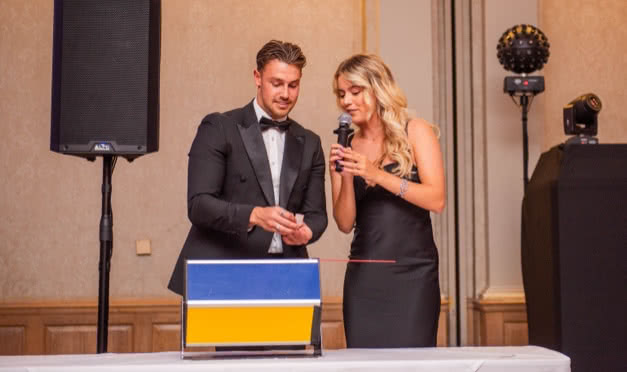 Global ambassador Tasha Ghouri and her Partner Andrew Le Page drawing the raffle for our lucky winners.